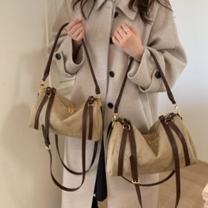 磨砂拼接大容量通勤托特肩背包・4色2尺寸