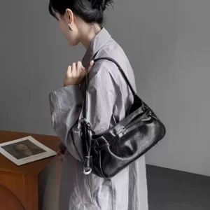 大容量黑色 牛皮托特包・02