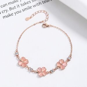S925純銀心形四葉草晶石手鍊・2色
