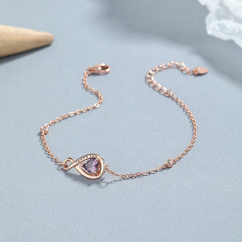 S925純銀8字水滴愛心彩鋯手鍊・8款:圖片 8