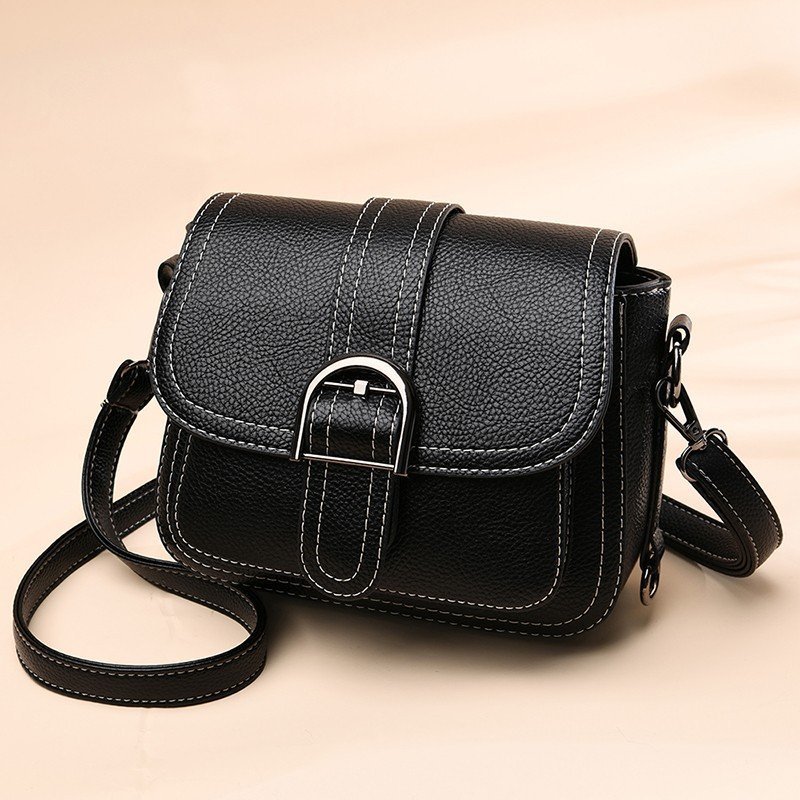 復古車線方釦單肩斜背小方包・3色